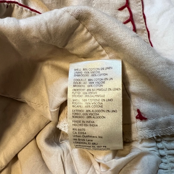 Free People Wild at Heart Crop Top Buttoned Embroidered Beige Red Small Top - Picture 4 of 6